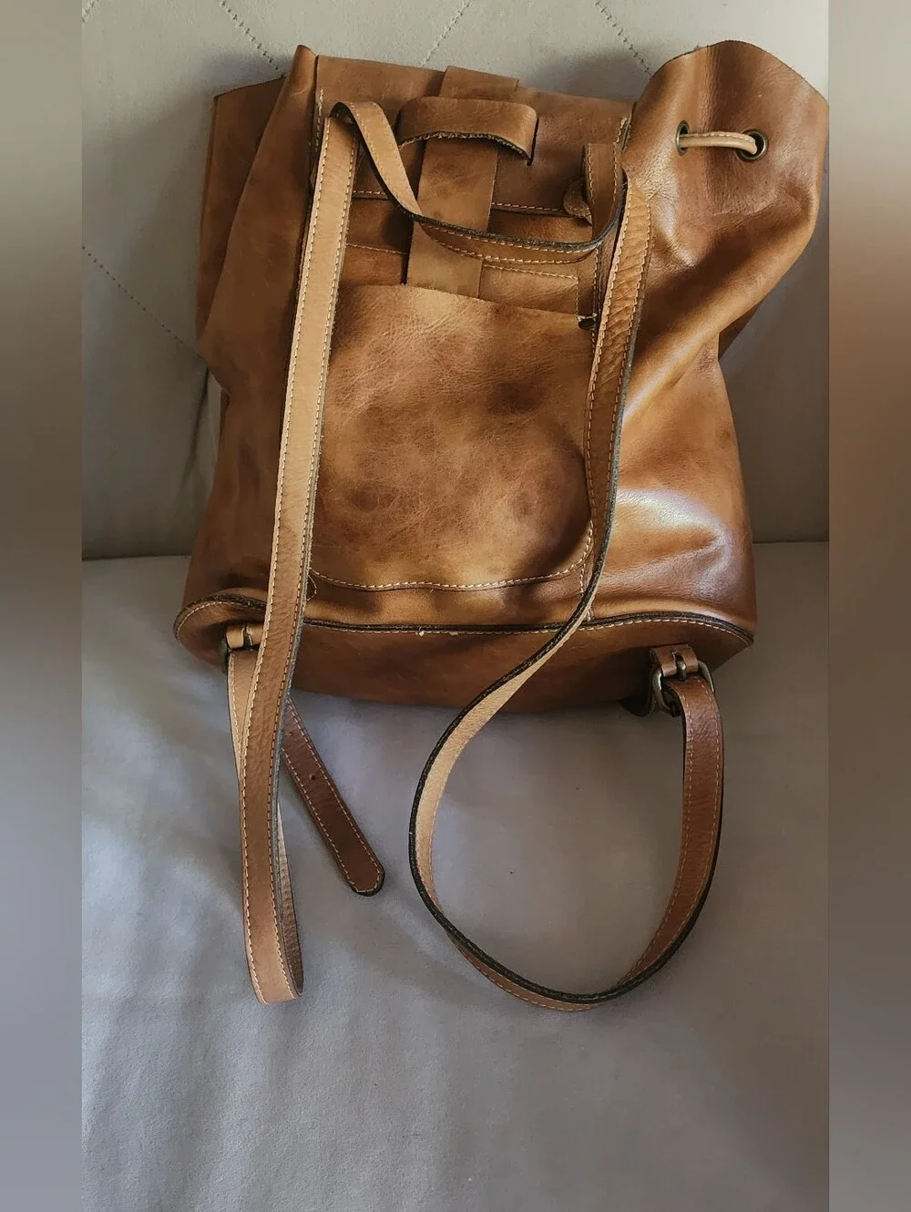 PATRICIA NASH VASTO BACKPACK / LEATHER / TAN / EUC